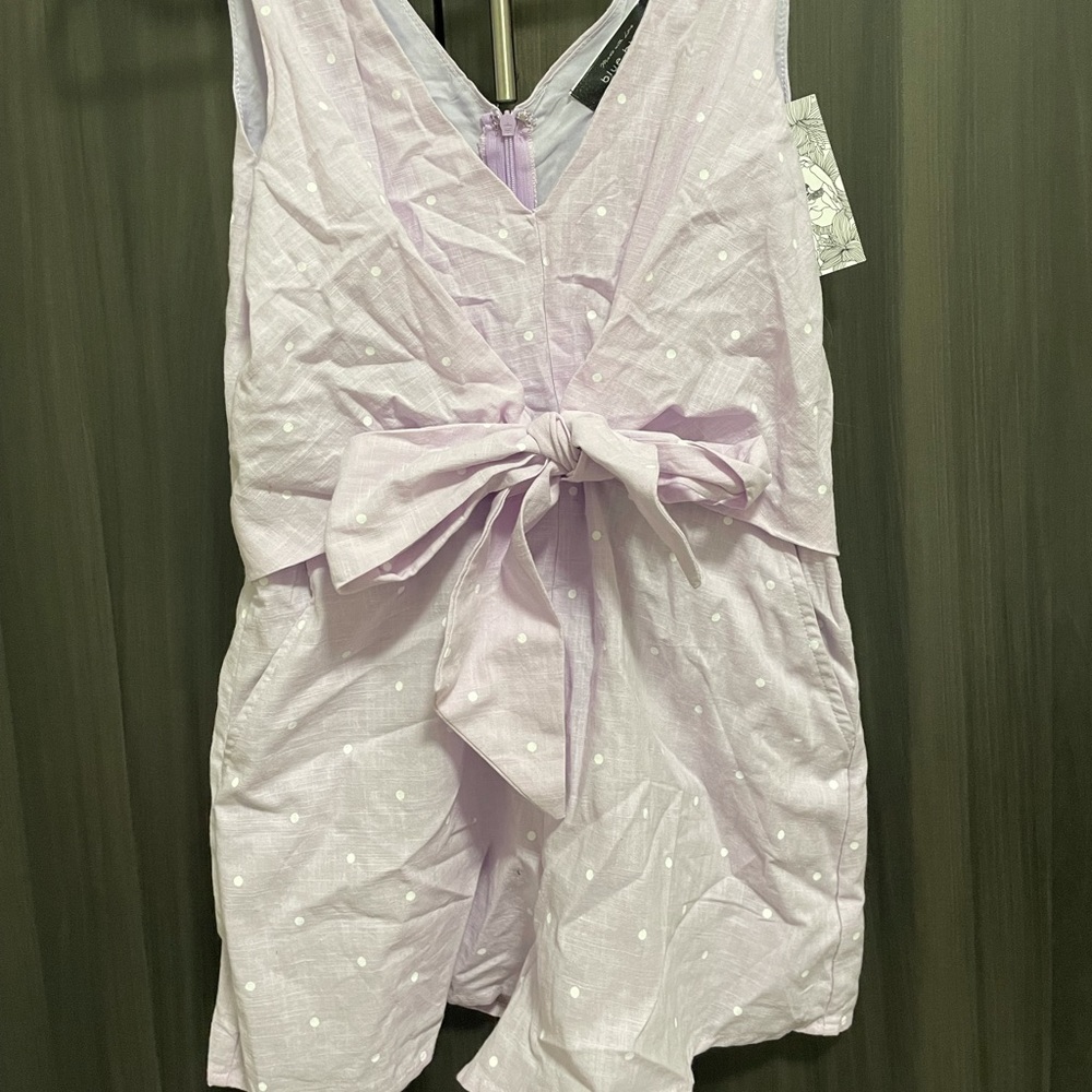 Purple polka dot romper